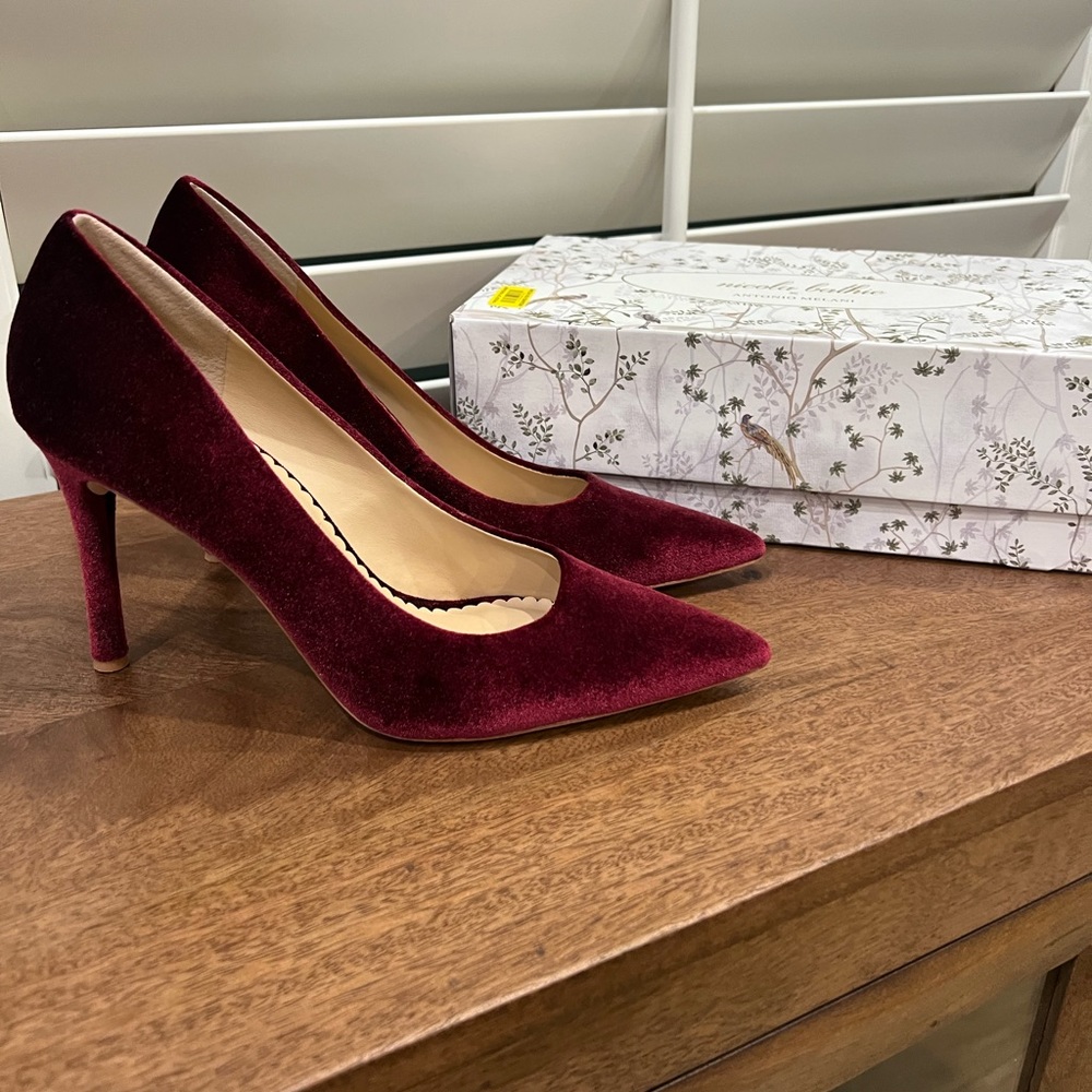 ANTONIO MELANI Burgundy Velvet Heels